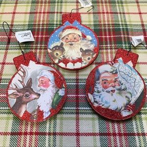 3 Retro Santa Inspired Christmas Ornaments